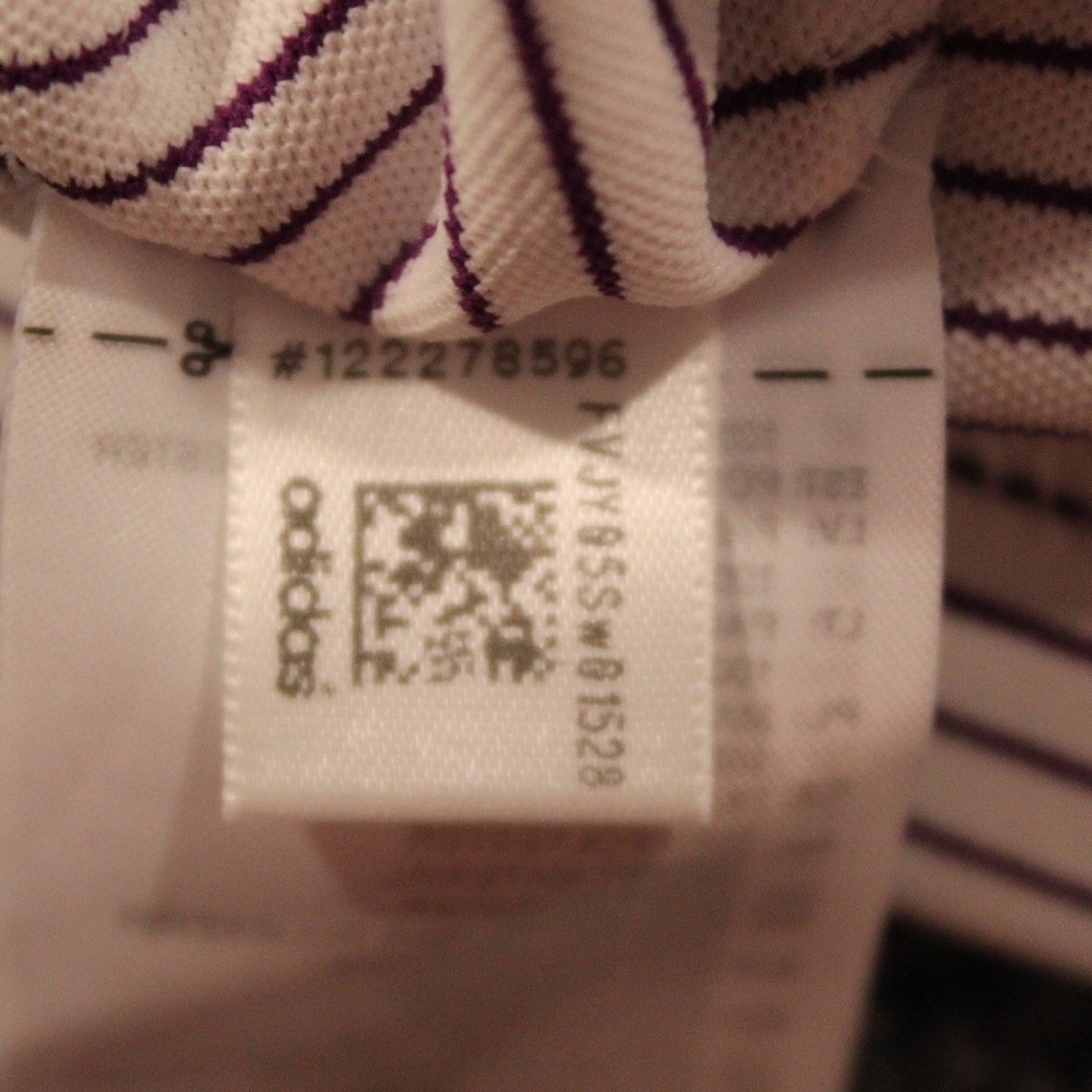 Adidas Mens XL Striped Golf Polo Shirt White Purple FVJY95S Short Sleeve - Picture 3 of 8